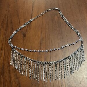 Elegant Silver and Lavender Fringe Necklace